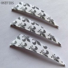 ONTFIHS 사냥 화살 깃털 실드 컷 플리츠 터키 특수 패턴 3 인치 24 개, 01 WHITE, 1개