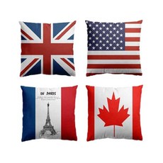 유럽 아메리카 국기 디자인 쿠션커버 45X45 4종 택1