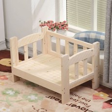 원목 강아지 집 자작나무, S 68x48cm 5kg 이하, 1개, 내추럴 우드 삼면난간 사다리없음