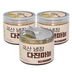 국내산 마늘 냉장 용기 원터치캔 다진마늘 간마늘 당일제조, 3개, 250g