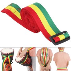 연습 패드 조정 가능한 휴대용 무지개 아프리카 드럼 코튼 스트랩 5cm 너비 djembe 드럼 탬버린 어깨 허리 벨트 길이 3.2 미터, 없음, 1개