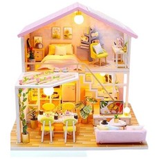 大旺小舖:diy袖珍娃娃屋材料包小屋蜜語時光 生日結婚母親節情人節聖誕交換禮物 實體店面, 附防塵罩燈光工具組