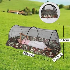 여행을위한 접이식 휴대용 모기장 지퍼가 달린 메쉬 텐트 싱글 침대 용 하단이있는 야외 새 캠핑, 02 200-120-73