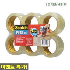 로렌하임 3M 포장용테이프 투명 강력접착 대용량 48mm 50m 6개입 공구용테이프