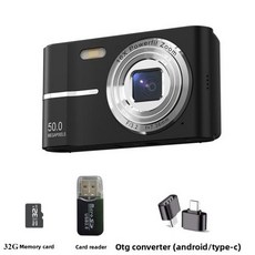 초소형미니카메라 캠코더 디지털 카메라 50MP 16배줌 휴대용 컴팩트, 6)Black 32G