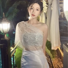 태국 미얀마 여성 다이 의상 민족 공연 무용 전통 스타일 드레스, 01 one size, 31 6