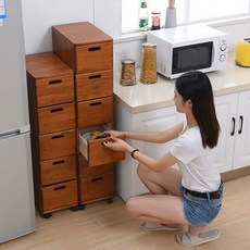 슬림 폭좁은 수납장 얇은 수납 코너 거실 틈새, 호두색  5단 1개