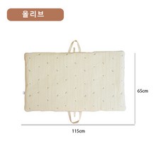 SunburstWonder 아기 자수 순면 통기성 낮잠 매트 접이식 휴대용 매트리스 아기 소프트 매트리스 요 Y405, 1개, 올리브