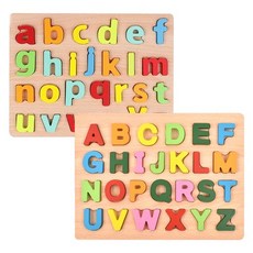 오즈토이 목제 입체 퍼즐 영어 알파벳 소문자+대문자, 2개, 52피스