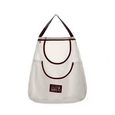 蔬果收納網袋 大蒜洋蔥掛袋 廚房儲物網袋 透氣網袋 掛式收納 節省空間, 1個, 米色雙袋收納袋-特大40*50cm, 米色