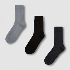 [JAJU] 자주 남 에센셜 코튼 중목 양말 3족_그레이