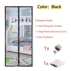 여름 마그네틱 스크린 도어 커튼 모기장 파리 곤충 메쉬 자동 폐쇄 주방 설치, [00] black type 1, 1) black type 1 - 100 x 210cm
