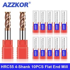 카바이드 10개 엔드밀용 플루트 섕크 엔드 플랫 밀 조각 밀링 합금 4 HRC55 AZZKOR 커터 텅스텐강 가공 CNC 코팅, 한개옵션1, 05 12x30Cx12Dx75L-10PCS