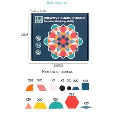 百變七巧板 幾何拼圖玩具 180片七巧板，兒童益智玩具 (台灣現貨), 180片巧板, 1個