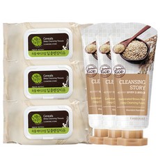 곡물 클렌징티슈 300매+발아현미 클렌징폼 120ml 3개