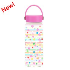 不鏽鋼廣口運動水壺 便攜手提印花戶外保溫杯, 1個, 象牙白23w1款 550Ml