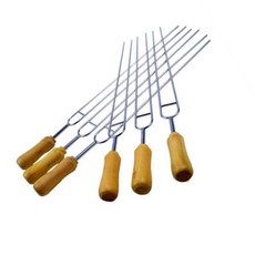 캠핑 바베큐 2열 꼬치 6개입(39cm) 나무핸들 꼬챙이