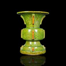博古珍藏 宋．綠釉絞胎出戟尊 早期收藏老件瓷器花瓶