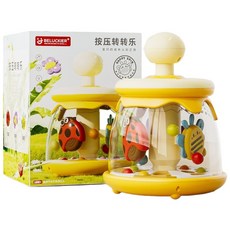 BELUCKIER 益智玩具 旋轉木馬 趣味旋轉昆蟲玩具 手眼協調訓練 觸覺色彩訓練 圓滑造型 黃綠紅三色, 黃色,綠色,紅色, 1個