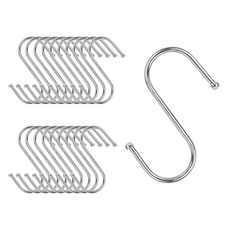 룸앤무드 다용도 S자 고리 후크 걸이 스테인레스 대형(L), 실버, 20개
