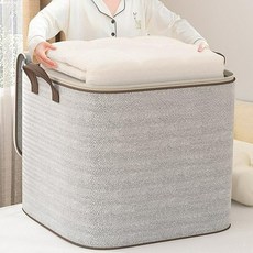 아늑홀릭 먼지 걱정 없는 대용량 패브릭 이불 옷 수납함, 모카그레이, 1개