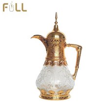 엔틱 실버 주전자 앤틱 수공예 다기 디자인 럭셔리 차, 1개, 1L, 골드 유리 바디