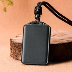 沁月珠華‹附鑒定證書›天然老料和田玉墨玉無事牌玉石吊墜玉墜佛像男女款掛件玉牌批發, 和田墨玉無事牌, 1個