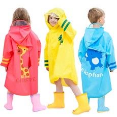 캐릭터 우비 (3종 택 1) 방수 메쉬 통풍 시야확보, 파랑코끼리XL(6~7세)