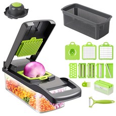 뷔이위이 채칼 야채 슬라이서 손보호 망능 다용도 15IN1 채칼 세트, 혼합색상, 1세트