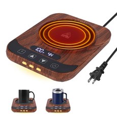 9가지 온도 설정이 가능한 책상용 차단 워머(블랙) 디지털 가정 사무실 음료 전기 컵 타이밍 및 커피 워머 디스플레이 스마트 머그 예약 차 난방용 자동 우유, Wood Grain