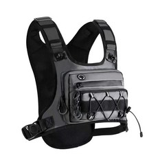 戰術胸包 徒步攝影 跑步 爬山 騎行 背包 登山包 路亞釣魚包, 灰色防水皮料