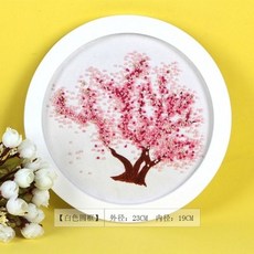手工刺繡DIY材料包 情侶禮物自製 古風蘇繡 家居裝飾擺件 初學者適用, M76/櫻花樹【材料包+圓框+繡繃】, 1個