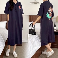 보리맘 단추 제리 원피스 여름 수유복 반팔 빅사이즈 수유원피스