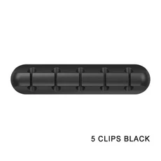 케이블 정리함 실리콘 USB 와인더 데스크탑 깔끔한 관리 클립 거치대 마우스 헤드폰 보호대 와이어 클램, 08 black 5 Channel