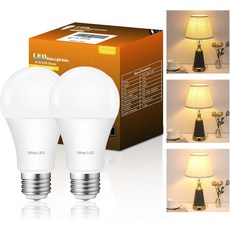 Zorykn 3방향 전구 30개 70개 100개 따뜻한 흰색 A19 3000K 4812W 에너지 절약 400개 800 1200루멘 읽기에 완벽한 E26 베이스 LED 2팩, 3000k/5-10-15w, 2 Pack