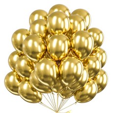파리스 크롬 메탈 천장 광이 나는 라운드 풍선, 50개, 8메탈릭골드