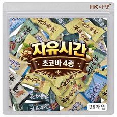 에이치케이마켓 해태 자유시간 미니 초코바 4종 혼합 28개입 (오리지날 쿠키앤크림 밀크 피스타치오), 1개, 230g