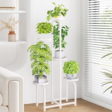 YF 철제 화분정리대 다층 화분대 진열대 선반 화분 거치대 다용도 스탠드 식물 받침대, 5단, 화이트