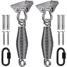 SELEWA 현관 그네 헤비 걸이 듀티 모래주머니 스프링이 현관 호환 2팩 스테인리스 해먹 그네 걸이 의자 실내 그네용 걸이 그네 장착된 스틸 그네 천장형 키트, 5 Silver 360 Swing Hanger With