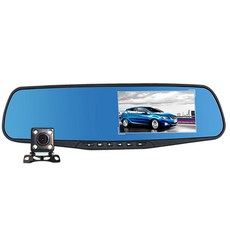 領先者 ES-15 後視鏡型行車記錄器 前後雙鏡 停車監控 循環錄影 防眩藍光, 標配 (無記憶卡-內部無容量), 1GB