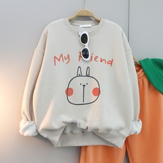 달콩 여성 빅사이즈 따뜻한 겨울티 볼빨간래빗오버핏맨투맨(양기모)