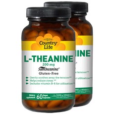Country Life 左旋茶胺酸素食膠囊 200mg, 60顆, 2罐