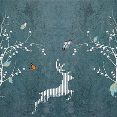 크기 벽화 회색 숲 엘크 그림 산 홈 장식 안개가 자욱한 벽지 사진, 4. LYFP-242
