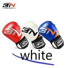 BNFIGHT 拳擊手套 100oz 拳擊 有氧 MMA 散打訓練, 1個, 兒童6oz（經典款-白）附束口袋
