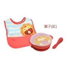 Marcus&Marcus 動物樂園自主用餐學習禮盒組 學習餐具 台灣代理公司貨 檢驗合格, 獅子(紅), 1個