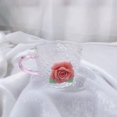 賣場新品粉色手把泡茶壺高硼硅可加熱玻璃壺玻璃茶杯玻璃龍香壺手工陶瓷玫瑰女士花茶壺, 1個, 单杯