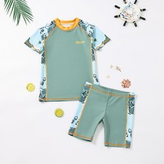 兒童泳衣男童新款分體速幹防曬兒童泳裝男孩青少年游泳衣套裝泳褲, 5XL  90 到100斤