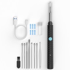 비주얼 이어 스틱 HD1080P 4 2MM 카메라 WIFI 귀 청소기 스푼 무선 내시경 제거 방수 6LED, Black More Spoons
