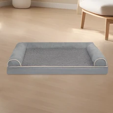 탈부착 가능한 뚜껑이 있는 특대형 스펀지 강아지 침대 1개 편안한 높이의 가장자리 대형 고양이와 개에게, 04 XXL 사이즈, 05 Light  grey