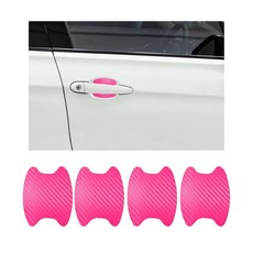 Ziciner 자동차 도어 핸들 스티커 8개 탄소 섬유 텍스처 자동 보호 필름 긁힘 방지 사이드 페인트 가드 범용 액세서리 블랙 182277, 4 PCS, 핑크